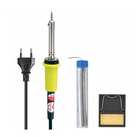 Kit per Saldatura 3 Pezzi con Stagnatore 30 Watt Supporto con Spugna e Stagno I-TOOL-SD-K902