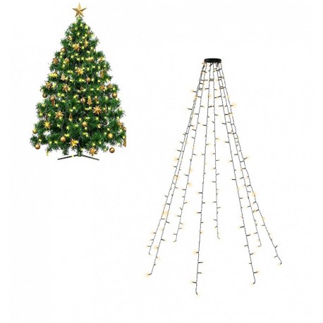 Catena Luminosa 200 Luci LED IP44 Bianco Caldo per Albero con Anello I-LED-TREE200