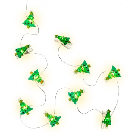 Stringa 10 LED con Clip Albero Natale per Appendere Foto IP20 con Timer I-LED-CL-TREE