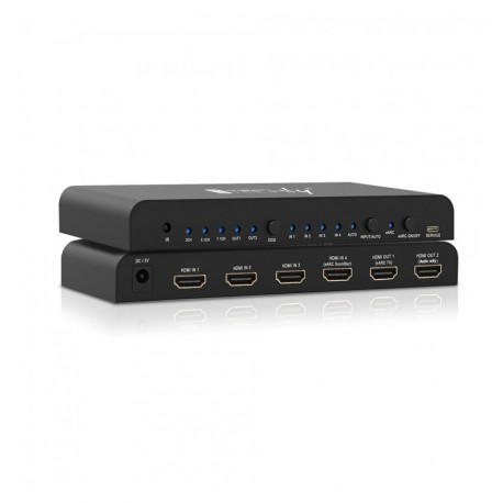 Switch HDMI 2.0 4x1 4K@60Hz con Splitter Audio eARC/ARC per Soundbar IDATA HDMI2-4K4EARC
