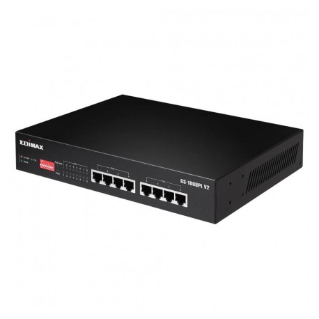 Switch PoE+ Gigabit Ethernet 8 Porte a Lungo Raggio con Switch DIP