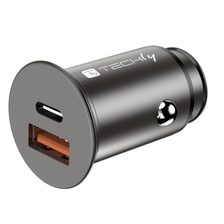 Mini Caricatore da Auto USB-A e USB-C™ Ricarica rapida 38W Metallo Nero IUSB2-CAR5-AC38W