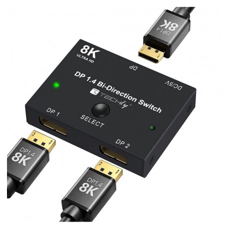 Switch Bidirezionale Convertitore Splitter DisplayPort 8K DP1.4 per Sorgenti Multiple e Display IDATA DP-2DP-8KT