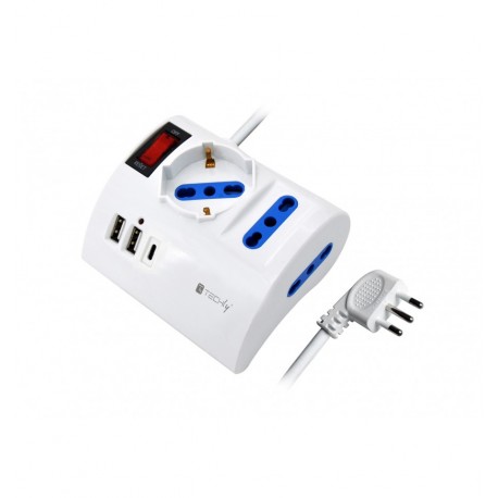 Multipresa da Tavolo 3 Posti con 2 Porte USB-A e 1 Porta USB-C™ QC3.0 IUPS-PCP-3DESK-USBC