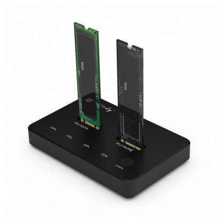 Docking Station Dual-Bay SSD M.2 NVME PCIe Sata 10 Gbps Duplicatori Clone Offline I-CASE NVME-CLONE