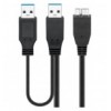 Cavo USB 3.0 SuperSpeed ad Y 2x A M / Micro B M 0,3 m Nero ICOC USB3-PW1