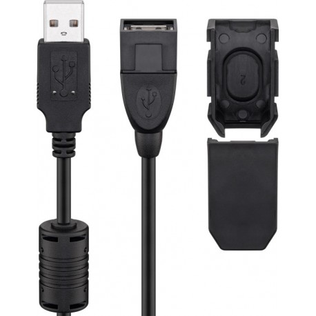 Cavo Prolunga USB 2.0 con Ferrite A Maschio / A Femmina 2m Nero ICOC U2-AA-20-EXF