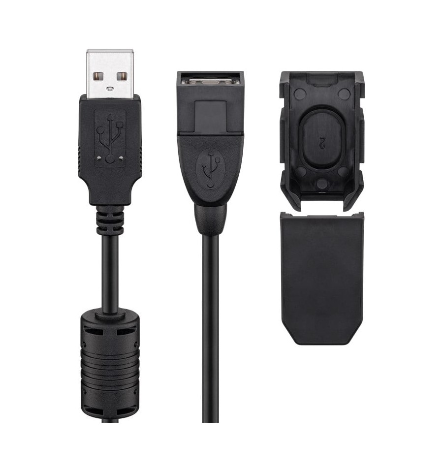 Cavo Prolunga USB 2.0 con Ferrite A Maschio / A Femmina 2m Nero ICOC  U2-AA-20-EXF Goobay