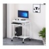 Scrivania Mobile ''Compact'' per Computer Ripiano Tastiera Scorrevole Bianco ICA-TB S005W