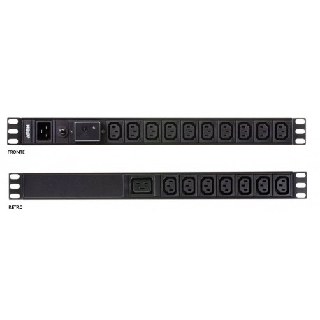 Multipresa Rack PDU 1U 17p IEC-C13 1p C19 Protezione Sovratensione I-CASE PE-0218SG