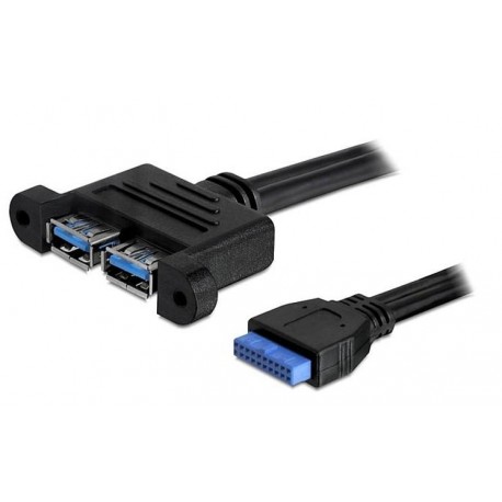 Cavo Interno USB3.0 19 pin Femmina / 2x USB A Femmina da Pannello ICOC USBH-302U3F