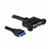 Cavo Interno USB3.0 19 pin Femmina / 2x USB A Femmina da Pannello