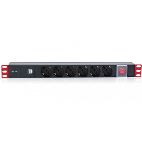 Multipresa 6 Posti da Rack 19'' con Interruttore 2xUSB Spina Italiana 1U I-CASE STRIP-62U