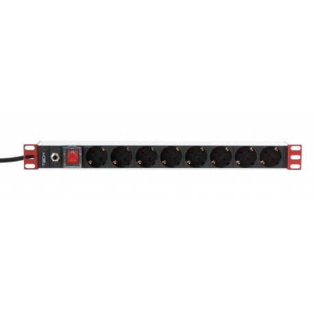 Multipresa 8 Posti da Rack 19'' Spina Schuko Angolata 1U I-CASE STRIP-61UDIT