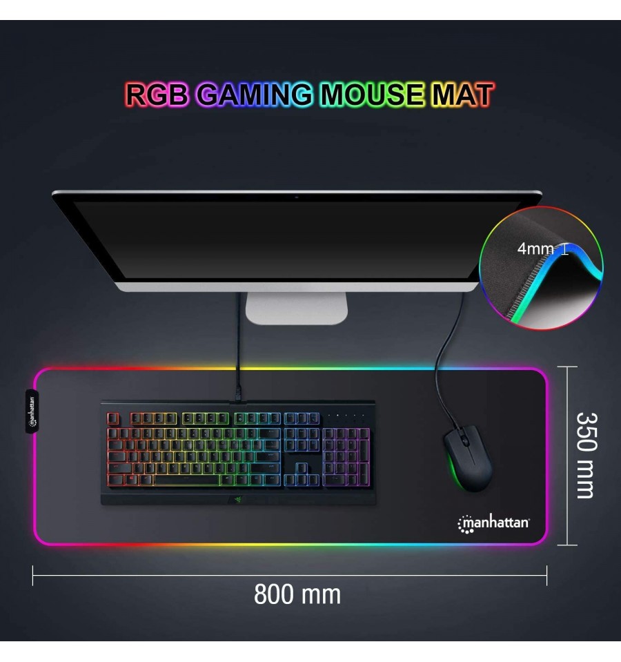 Tappetino Mouse Gaming XXL Illuminazione LED Effetti Luce RGB ICA-MP  GAMEXL-RGB Manhattan