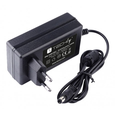 Alimentatore Switching 12V 3000mA Plug 5.5 x 2.5 mm Nero IPW-12DC3A2