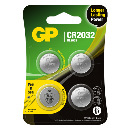Blister 4 Batterie al Litio a Bottone 3V Lunga Durata CR2032 IC-GP103381