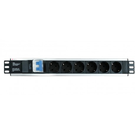 Multipresa 6 Posti da Rack 19'' con Magnetotermico Spina Schuko Angolata 1.5U I-CASE STRIP-16SH