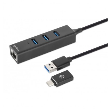 Hub USB 3.0 3 Porte Combo Type-C/A con Adattatore di Rete Gigabit IDATA USB-ETGIGA-CB