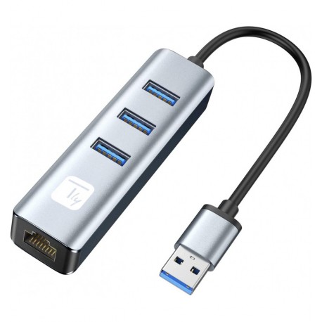 Adattatore Convertitore USB tipo A a RJ45 Gigabit con Hub 3 Porte USB 5 Gbps IDATA USB-ETGIGA3AA