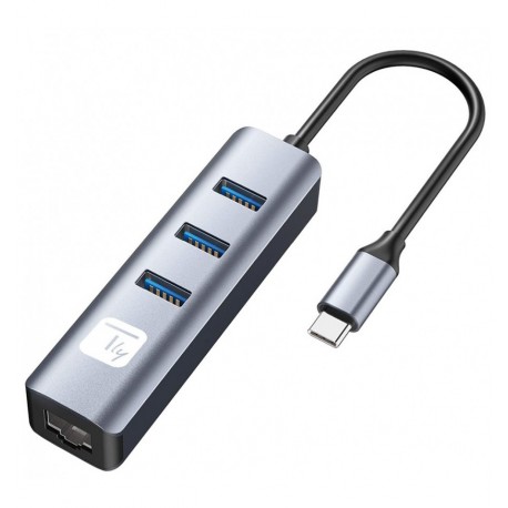 Adattatore Convertitore USB-C™ a RJ45 Gigabit con Hub 3 Porte USB 5 Gbps IDATA USB-ETGIGA3CA