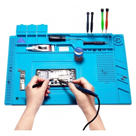 Tappeto da Saldatura e Riparazione Antistatico Antiscivolo Magnetico 45 x 30 cm in Silicone Blu I-TOOL-REPAIR-MAT