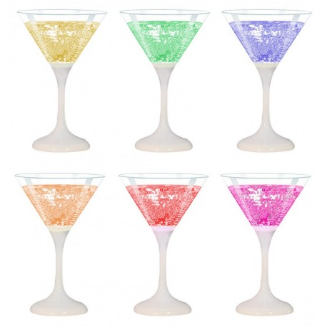 Confezione da 6 Bicchieri da Cocktail Martini con 6 Colorazioni LED IC-GLASS01