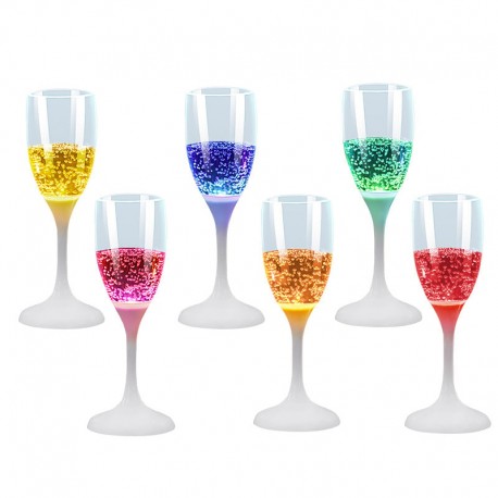 Confezione da 6 Bicchieri da Champagne con 6 Colorazioni LED IC-GLASS02