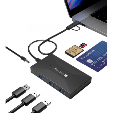 Lettore di Memorie SD/TF Smart Card con Hub 3 Porte USB IUSB-CARD-AC582