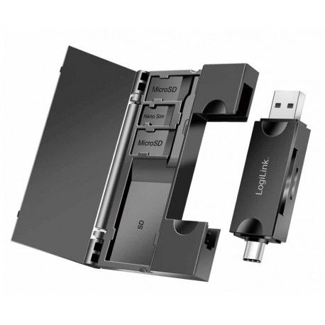 Lettore di Memorie USB 3.2 Gen1 2 in 1 con Custodia Card IUSB32-CARD-049