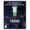 Caricatore Alimentatore GaN 3 porte USB-C™ e 1 USB-A da Muro 140W