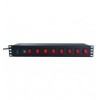 Multipresa a 8 Posti da Rack 19'' con 8 Interruttori Luminosi ON/OFF Spina Schuko Angolata 1,5U