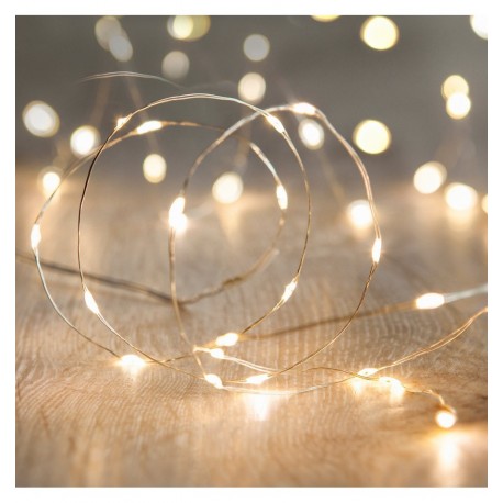 Luci Natalizie da Interno 20 LED a Filo Argentato con Timer A++ I-LED-CHAIN20T