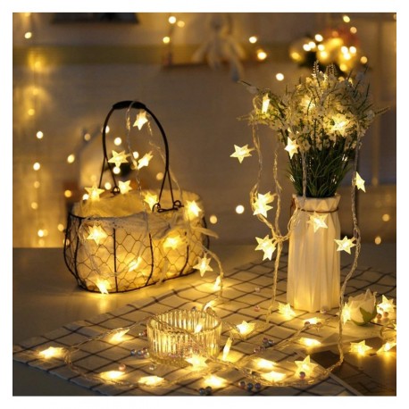 80 Luci LED a Stella IP44 Bianco Caldo a Batteria con Timer I-LED-CHAIN-STAR