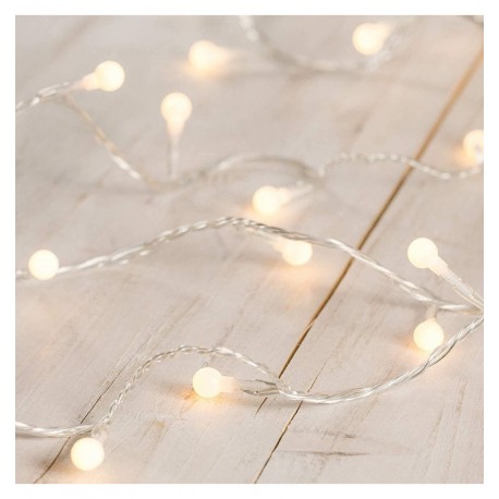 Stringa 80 LED Globo IP44 Bianco Caldo a Batteria con Timer I-LED-CHAIN80GLOBES