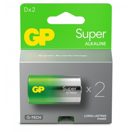 Confezione 2 Batterie GP Super Alcalina Torcia D 13A/LR20 IC-GP151425