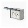 Multipresa Universale IP55 con Doppia Presa Bipasso Italiana Schuko con Scatola da Parete 3 Moduli IUPS-PCP-OPE55