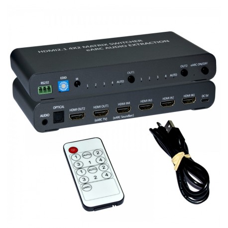 Switch Matrix HDMI 4x2 8K con Estrattore Audio Esterno IDATA HDMI-MX428KA