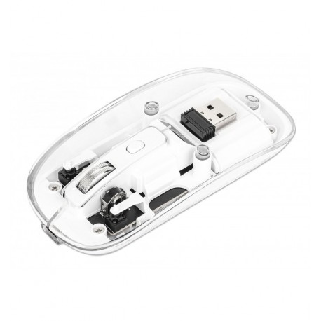 Mouse Ottico Wireless 800-1600 dpi con Micro Ricevitore USB Bianco Trasparente IM 190-TRANSP-WH