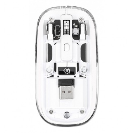 Mouse Ottico Wireless 800-1600 dpi con Micro Ricevitore USB Bianco Trasparente IM 190-TRANSP-WH