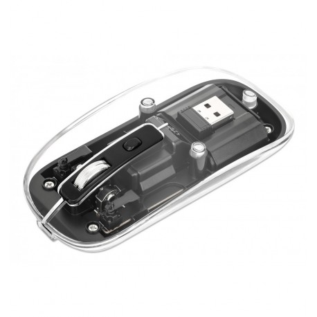 Mouse Ottico Wireless 800-1600 dpi con Micro Ricevitore USB Nero Trasparente IM 190-TRANSP-BK