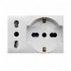 Domus S44 Presa Schuko Presa Italiana 2P+T 10/16A 250V 3 Moduli Bianco Lucido
