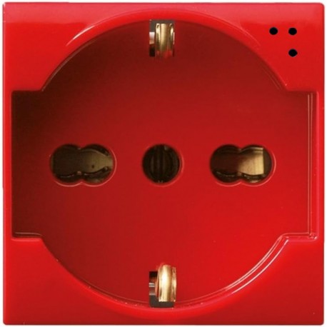 Presa Schuko Bipasso 2P+T 16A 250V S44 Rosso Lucido