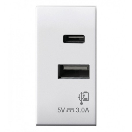 Domus S44 Caricatore USB-A e USB-C™ 3A 230V Bianco Lucido