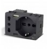 Tekla S44 Presa Schuko Presa Italiana USB-A e USB-C™ 2P+T 10/16A 250V 3 Moduli Grigio Opaco, 44509015USB