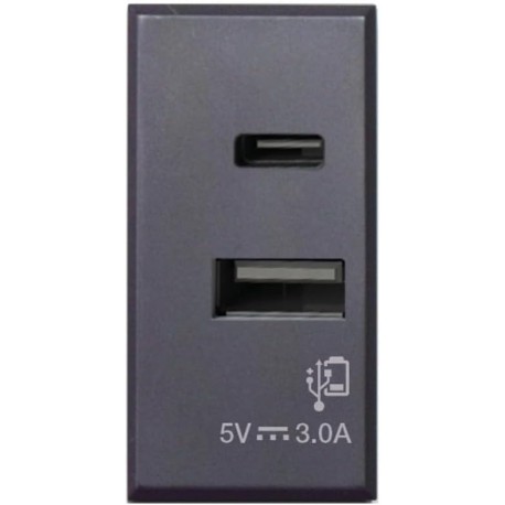 Tekla S44 Caricatore USB-A e USB-C™ 3A 230V Grigio Opaco