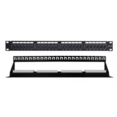 Pannello Patch 24 Posti 1HE Cat.6 UTP Nero I-PP 24-C6T-BEN