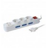 Multipresa 6 Posti Italiana Bipasso con 2 Prese USB Bianca