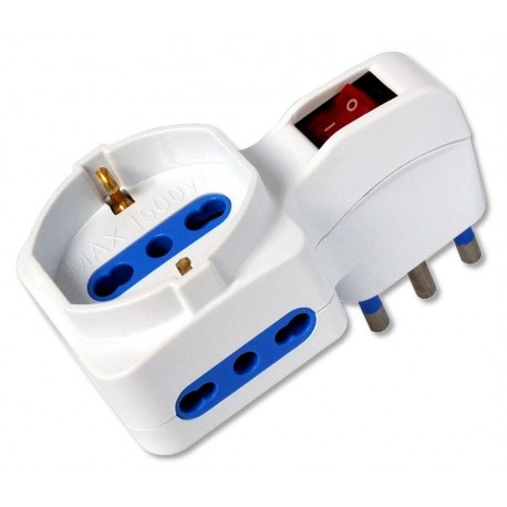 Adattatore con 2 Prese Bipasso e 1 Bipasso/Schuko con Spina 16A IUPS-PCP-2RL