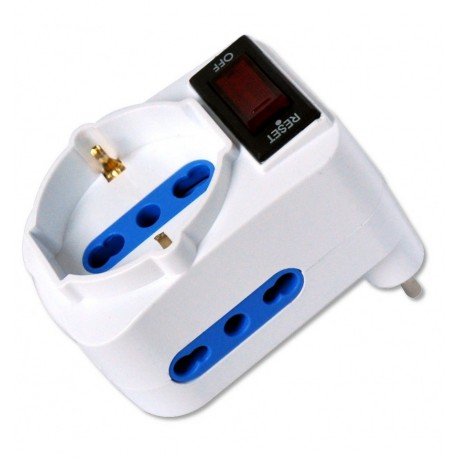 Adattatore Compatto con 2 Prese Bipasso e 1 Bipasso/Schuko Spina 10A IUPS-PCP-2R10B